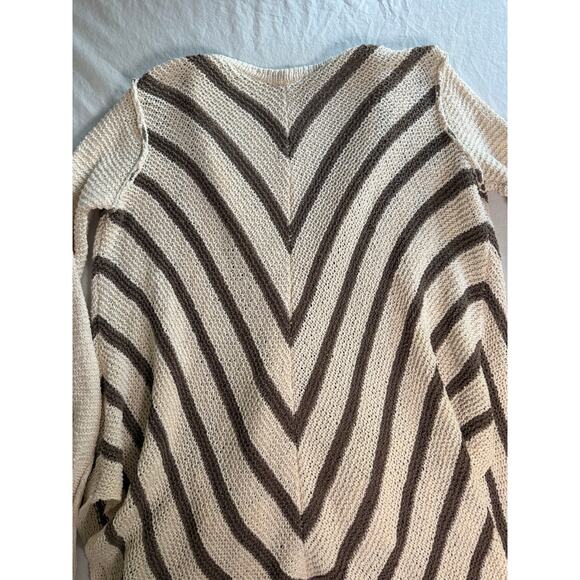 Free People Circle Back Cardigan Oversized Striped Brown Tan Size MEDIUM - Picture 7 of 11